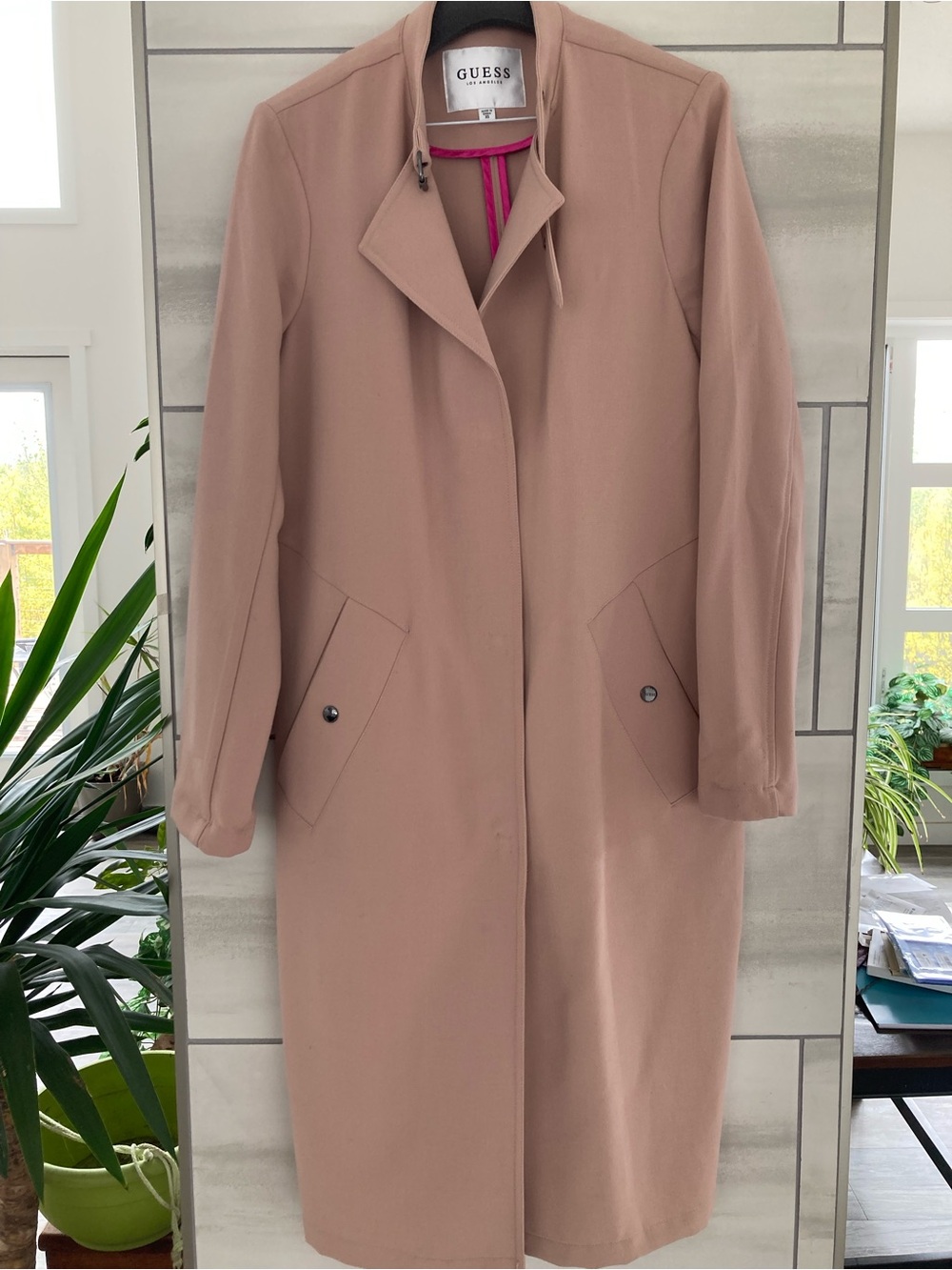 GUESS Blush Pink Long Trench Coat